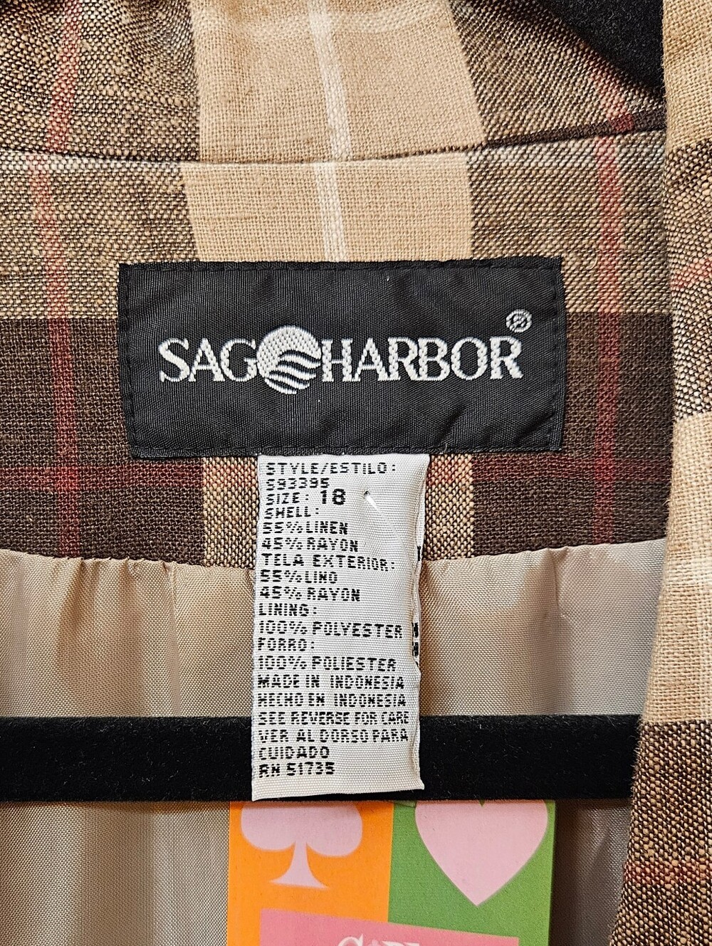 90s Brown / Tan Plaid Print Blazer Jacket - Picture 4 of 5
